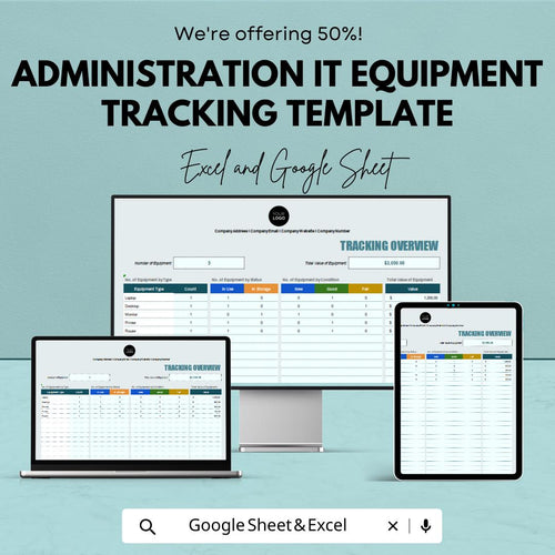 Administration IT Equipment Tracking Template | IT Asset Inventory Spreadsheet | Equipment Management Log | Office IT Tracker