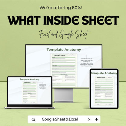 Printable Startup Template | Business Plan Spreadsheet | Startup Business Planner | Excel & Google Sheets | Entrepreneur Planning Template