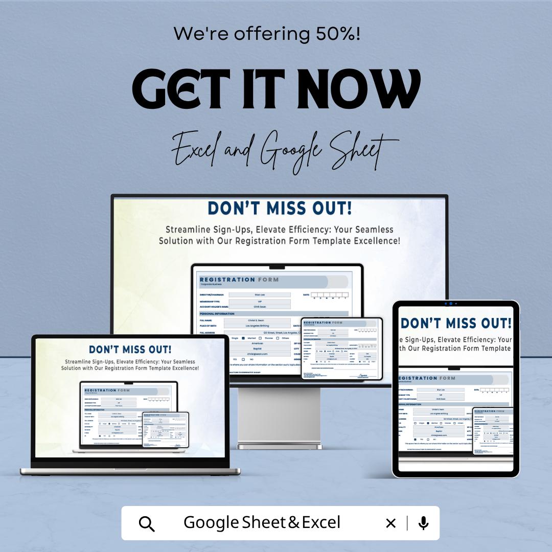 Registration Form Template | Client Intake Form | Signup Form Spreadsheet | Excel & Google Sheets | Event Registration Tracker