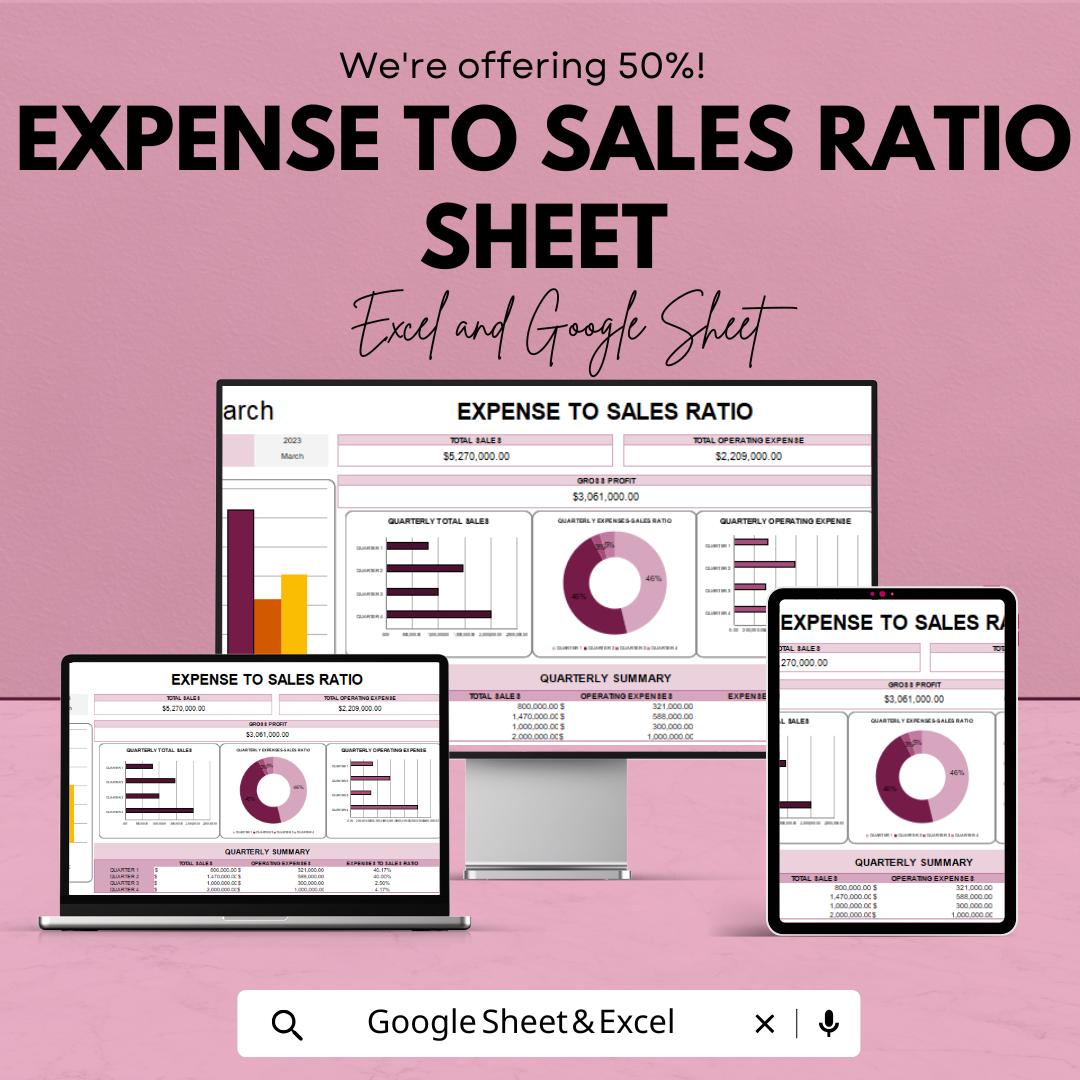 Expense to Sales Ratio Sheet - Excel & Google Sheet Template for Financial Analysis and Profit Optimization