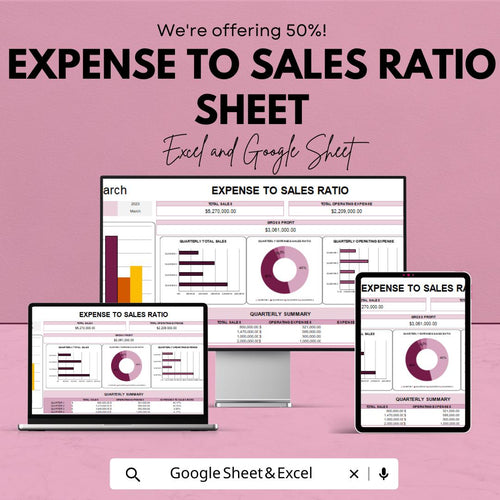Expense to Sales Ratio Sheet - Excel & Google Sheet Template for Financial Analysis and Profit Optimization