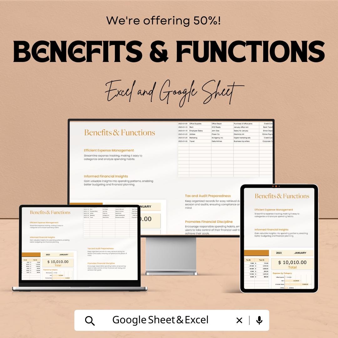 Expense Tracker Spreadsheet | Expense Bookkeeping Template | Business Expense Tracker | Expense Log | Small Business Expense Tracker