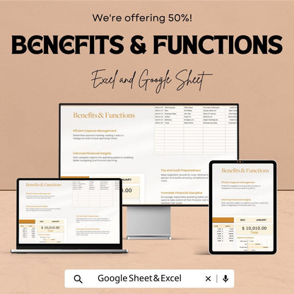 Expense Tracker Spreadsheet | Expense Bookkeeping Template | Business Expense Tracker | Expense Log | Small Business Expense Tracker
