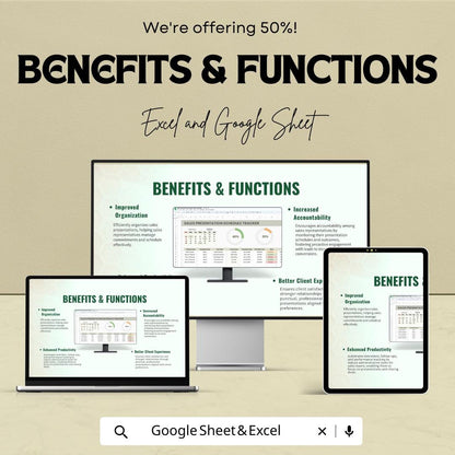 Sales Presentation Schedule Tracker Sheet | Sales Meeting Planner | Excel & Google Sheets Template | Presentation Schedule Management |