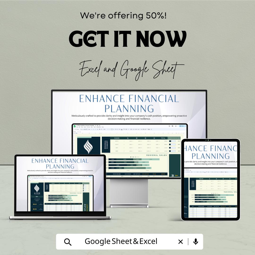 12 Week Cashflow Forecast Template | Short-Term Cash Flow Planner Excel & Google Sheets | Weekly Cashflow Tracker | Business Budget Template
