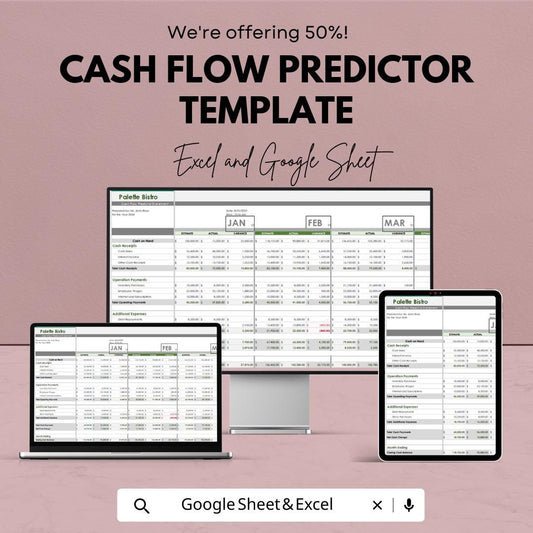 Cash Flow Predictor Template | Google Sheets Excel Cash Flow Spreadsheet | Business Finance Planner | Cash Flow Forecast | Digital Download
