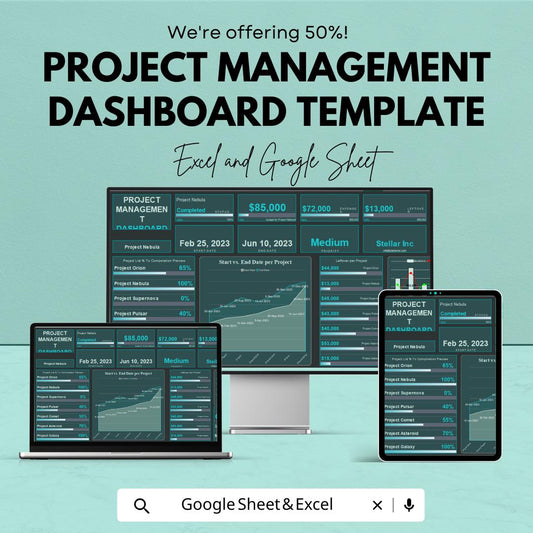 Project Management Dashboard Template | KPI Dashboard | Task and Timeline Tracker | Project Overview Template