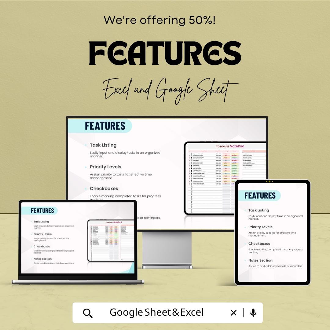 To Do List Notepad Template | Daily Planner Notepad | Task Checklist Template | Printable To Do List | Productivity Planner | PDF Digital