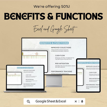 Accounts Receivable Aging Report Template, Excel & Google Sheets AR Tracker, Invoice Aging Spreadsheet, Small Business Finance Tool