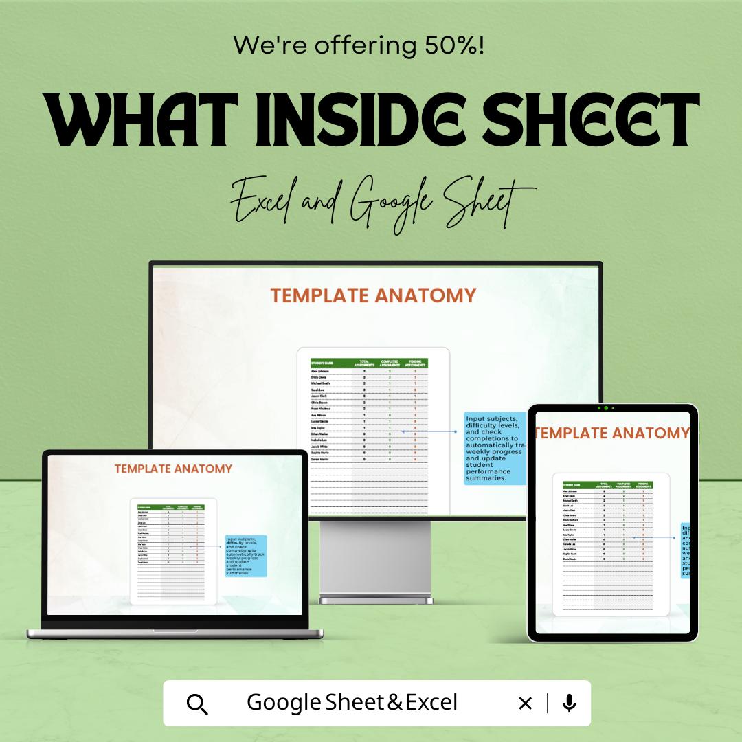 Student Assignment Tracker Template | Homework Tracker Spreadsheet | Study Planner | Assignment Log | Deadline Tracker