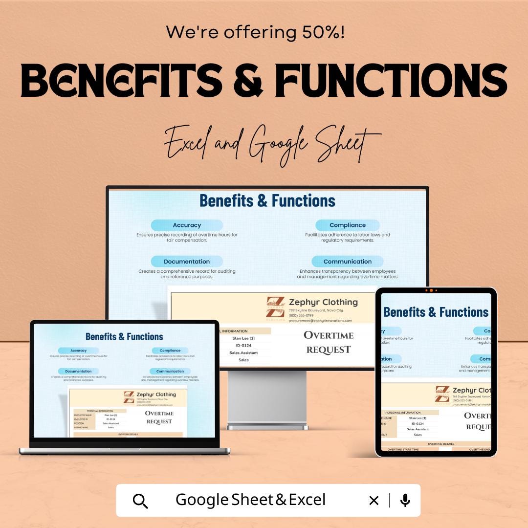 Overtime Request Form - Editable Excel & Google Sheets Template for Employee Overtime Tracking