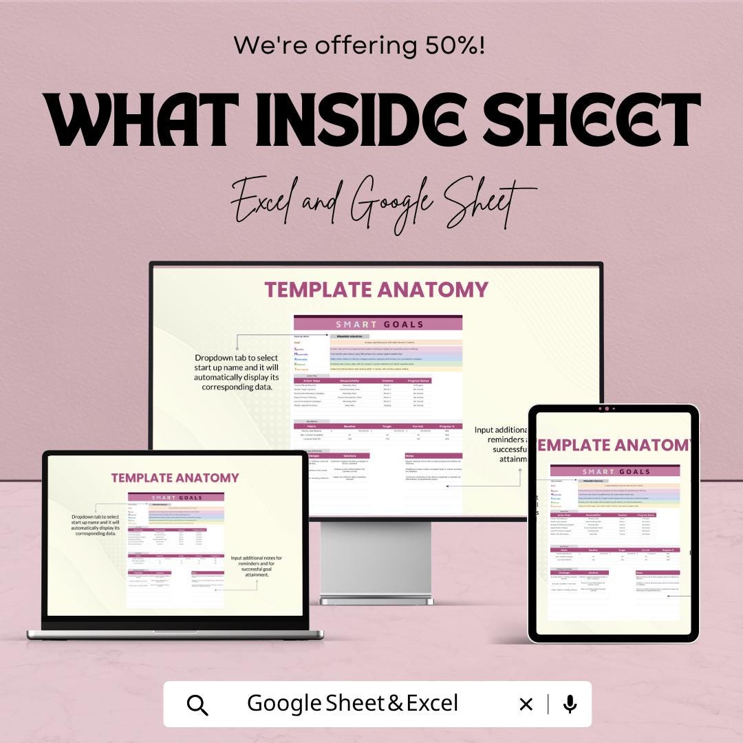 SMART Goals Template | Goal Planner | Action Plan Tracker | Productivity Planner | Personal & Business Goal Setting Tool