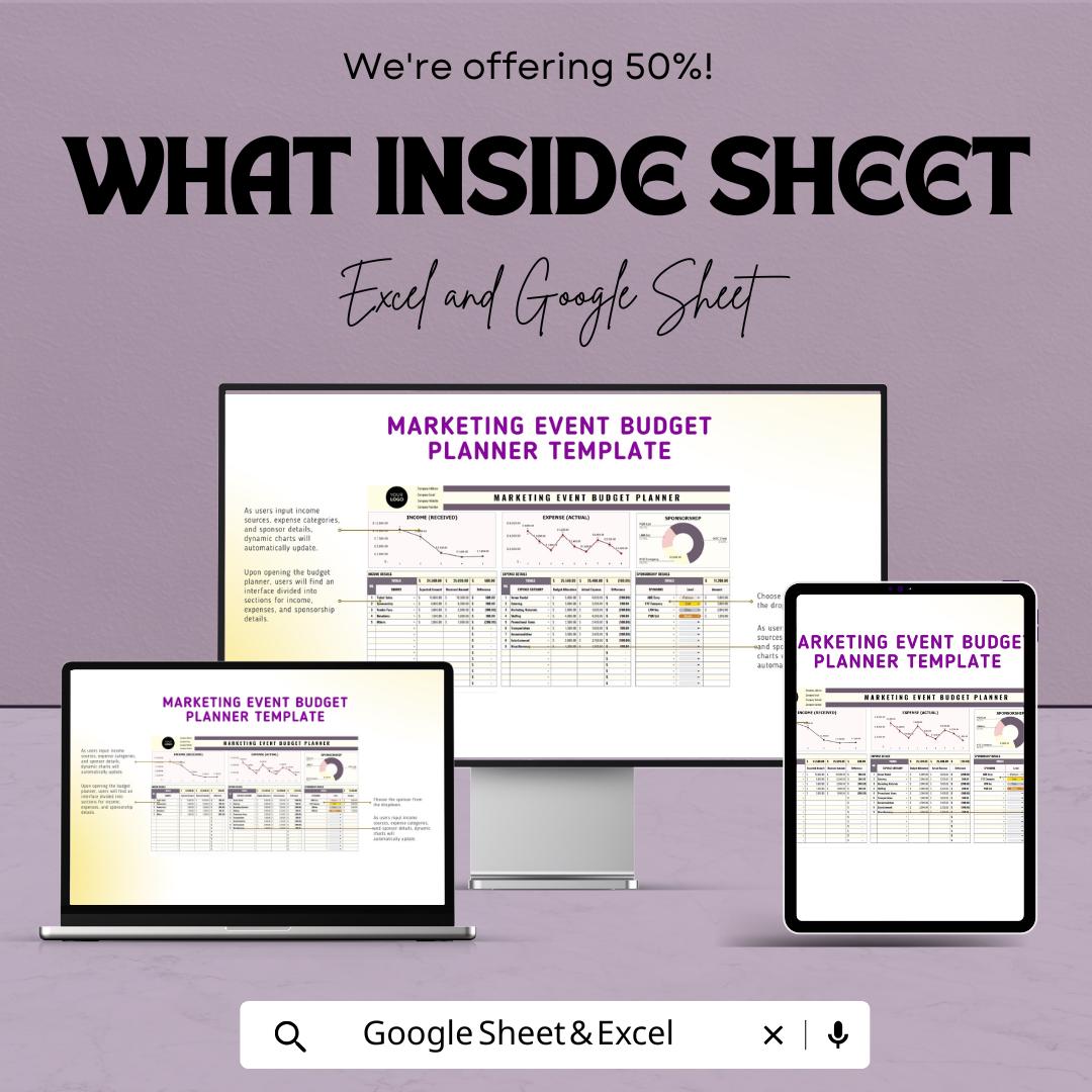 Marketing Event Budget Planner | Excel & Google Sheets | Event Budget Template | Finance Tracker | Editable Event Planning Sheet