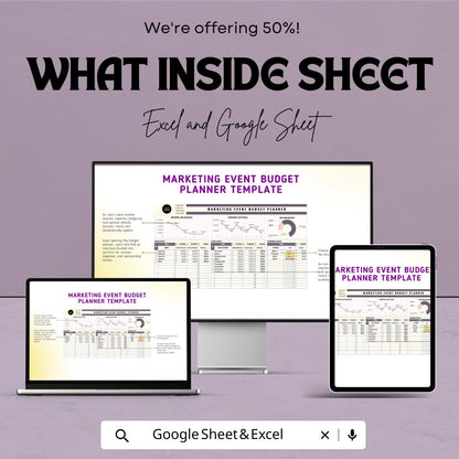 Marketing Event Budget Planner | Excel & Google Sheets | Event Budget Template | Finance Tracker | Editable Event Planning Sheet