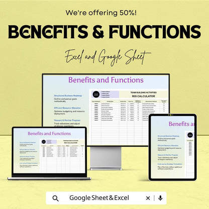 Team Building ROI Calculator | HR Excel & Google Sheet | Track Activity Costs, Measure Team Impact | Editable Workplace Budget Tool