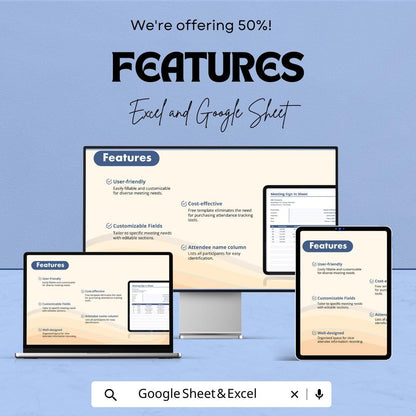 Meeting Sign-In Sheet Template | Excel & Google Sheets | Attendance Tracker for Meetings | Event Sign-In Sheet | Instant Download