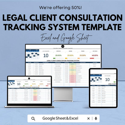 Legal Client Consultation Tracking System Template, Attorney Consultation Log, Law Office Tracker,  Client Meeting Tracker