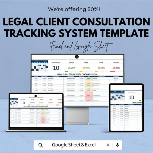 Legal Client Consultation Tracking System Template, Attorney Consultation Log, Law Office Tracker,  Client Meeting Tracker