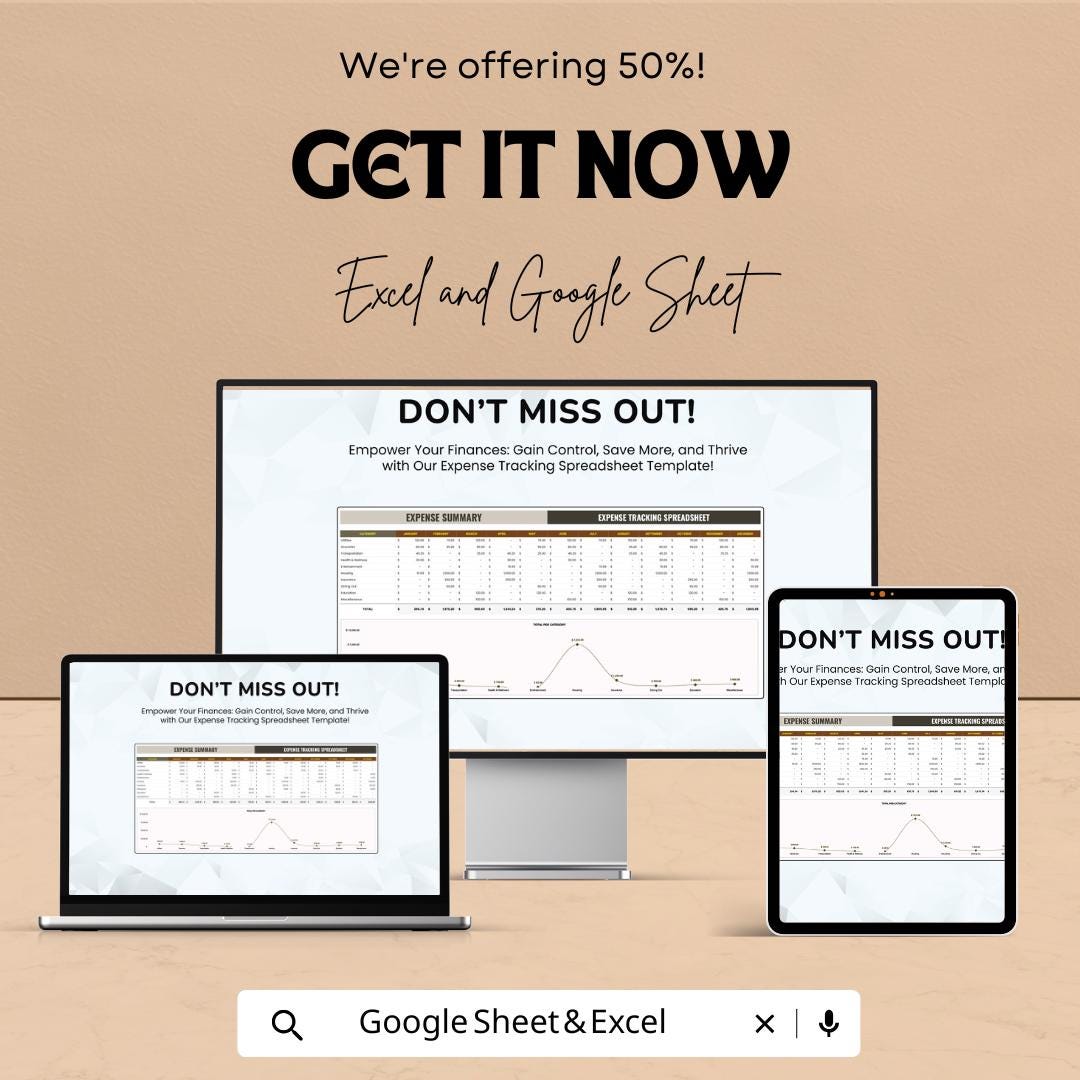 Expense Tracking Spreadsheet Template | Monthly Budget Planner | Excel & Google Sheets Finance Tracker