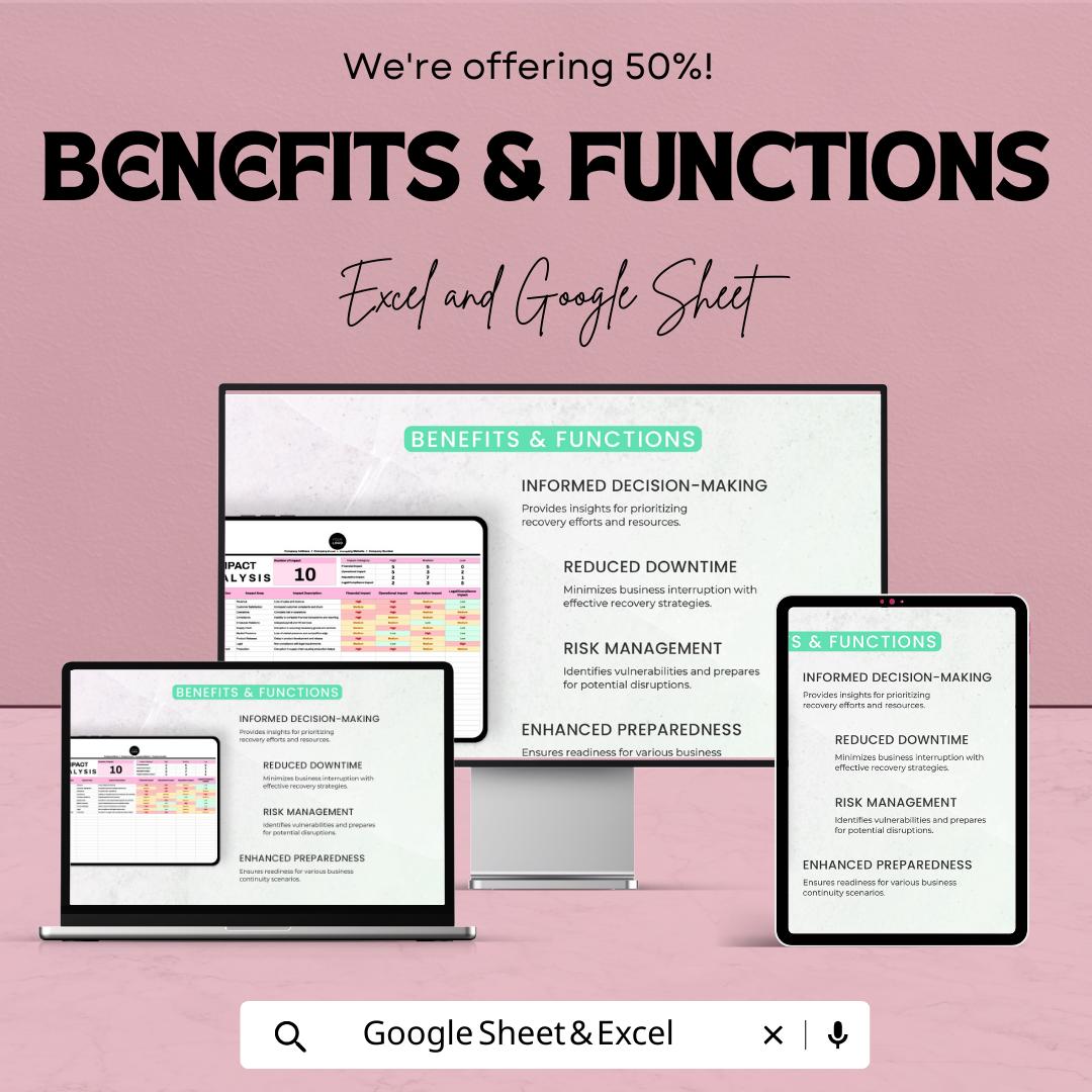 Operations Business Impact Analysis Template | Excel & Google Sheets | BIA Tool | Business Continuity Planning