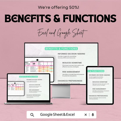 Operations Business Impact Analysis Template | Excel & Google Sheets | BIA Tool | Business Continuity Planning