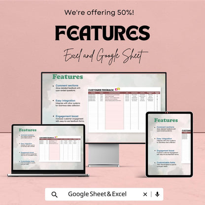 Customer Feedback Form Sheet | Excel & Google Sheet | Collect and.;lm  Analyze Feedback | 50% Off | Instant Download