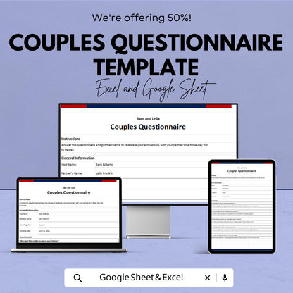 Couples Questionnaire Template | Relationship Workbook | Marriage & Dating Questions Form | Printable Relationship Survey