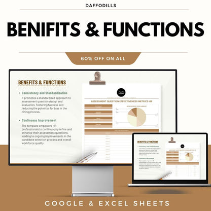 Assessment Question Effectiveness Metrics HR Template | HR Assessment Tool | Hiring Evaluation Sheet | Google Sheets HR