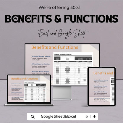 General Ledger Accounting Template | Excel & Google Sheets | Ledger Book Spreadsheet | Debit Credit Tracker | Bookkeeping Template
