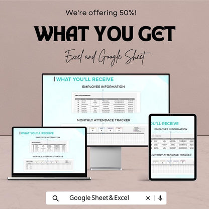 Startup Employee Attendance Tracker Template | Employee Attendance Sheet | HR Attendance Tracker | Excel & Google Sheets