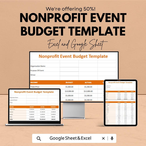 Nonprofit Event Budget Template | Event Budget Spreadsheet | Fundraising Budget Planner | Charity Event Budget Tracker