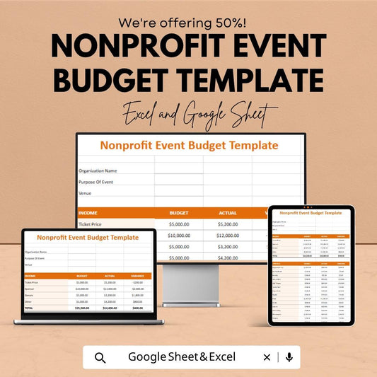Nonprofit Event Budget Template | Event Budget Spreadsheet | Fundraising Budget Planner | Charity Event Budget Tracker