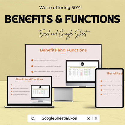 Overtime and Compensatory Time Calculator | HR Payroll Tracking Template | Employee Overtime Log | Excel & Google Sheets