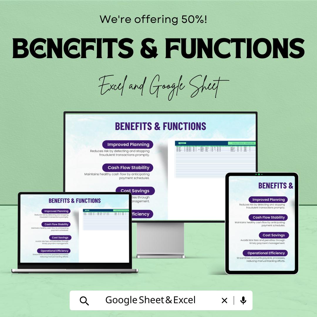 Payable Account Forecasting Template | Accounts Payable Tracker | Cash Flow Forecast | Vendor Payment Log | AP Schedule Sheet