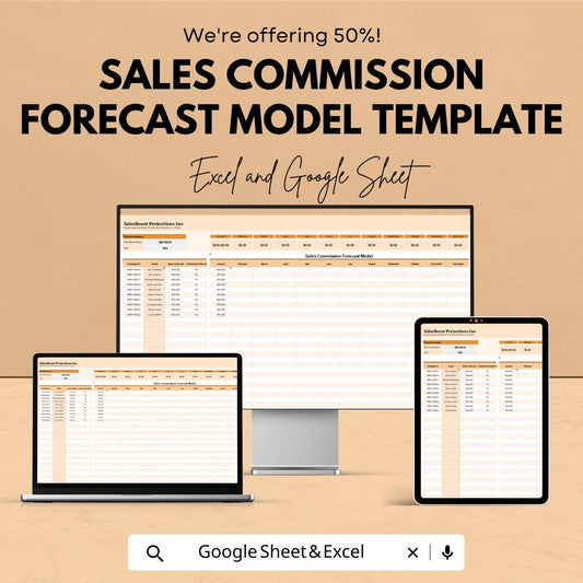 Sales Commission Forecast Model Template | Excel & Google Sheets Commission Calculator | Sales Earnings Forecast | Rep Commission Tracker