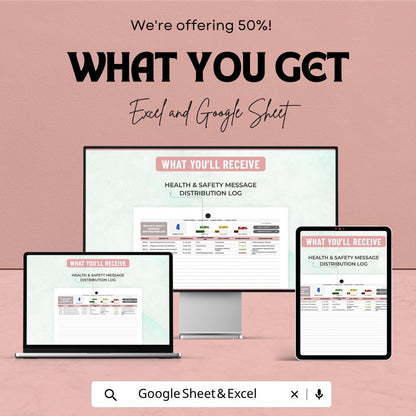 Health & Safety Message Log Template | Safety Communication Tracker | Compliance Log | Safety Audit and Distribution Tracker