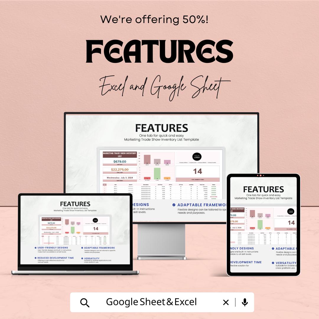 Marketing Trade Show Inventory List Sheet | Track Your Trade Show Inventory & Sales | Budget Management Template | Customizable Inventory
