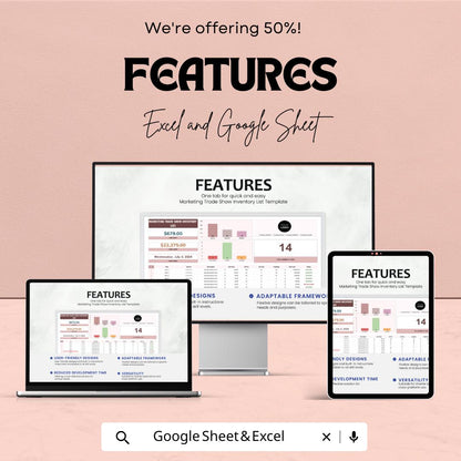 Marketing Trade Show Inventory List Sheet | Track Your Trade Show Inventory & Sales | Budget Management Template | Customizable Inventory