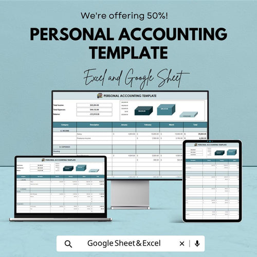 Personal Accounting Template | Budget Planner Spreadsheet | Income & Expense Tracker | Personal Finance Dashboard |