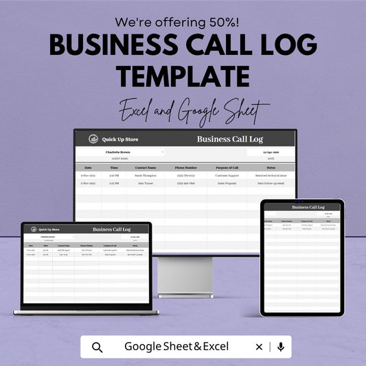 Call Log Template Excel | Business Call Tracker | Client Communication Log | CRM Spreadsheet | Sales Call Tracker | Google Sheets Call Log
