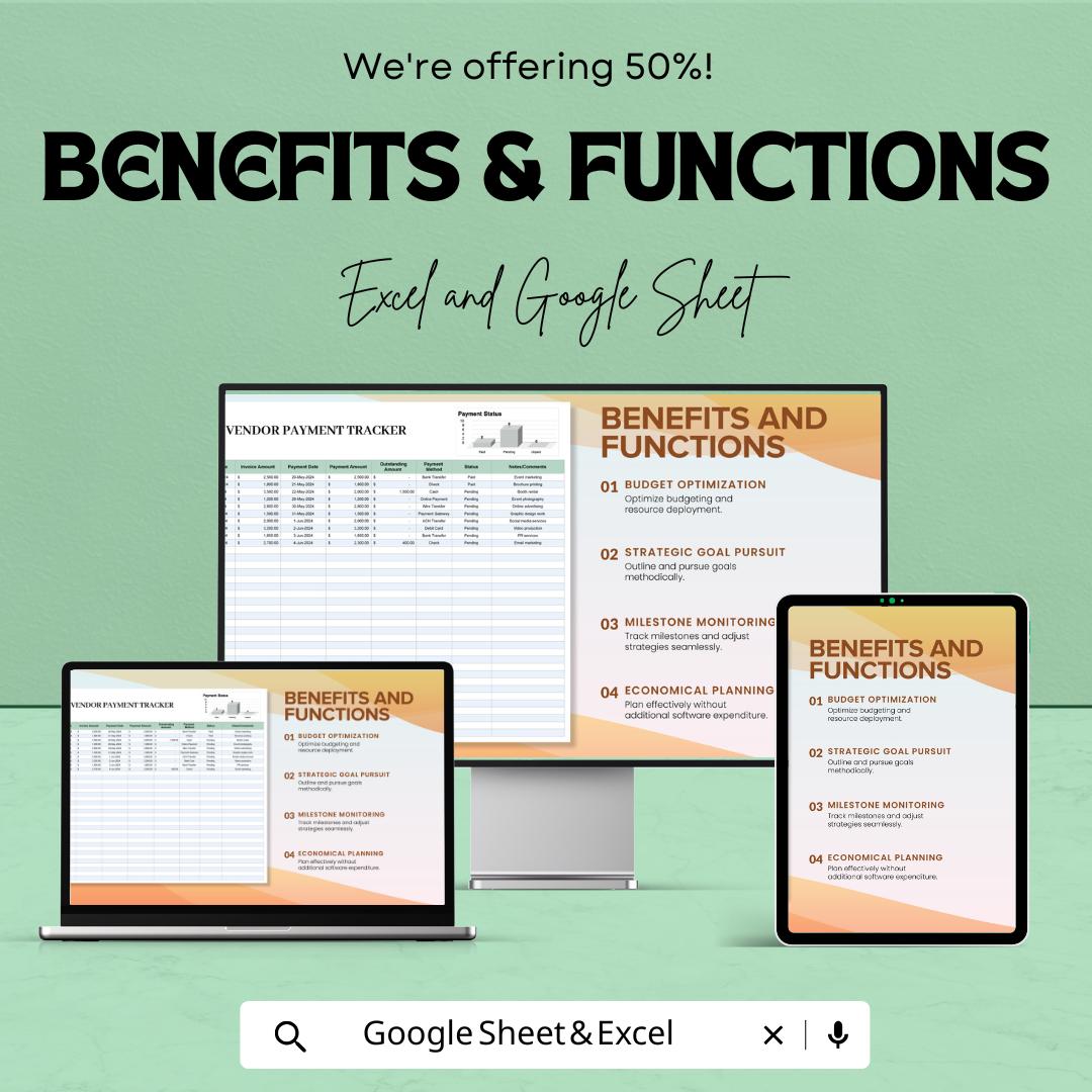 Finance Vendor Payment Tracker Template | Vendor Payment Log | Invoice Tracker Spreadsheet | Business Finance Template
