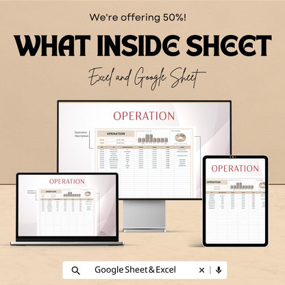 Operation Sheet - Streamline Your Business Operations with Excel & Google Sheet Template for Project Management