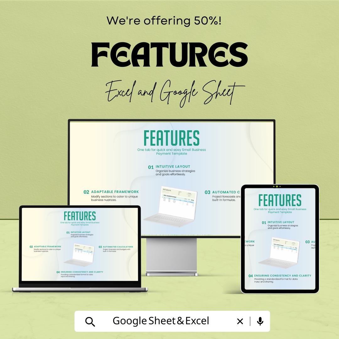 Small Business Payment Tracker Spreadsheet - Excel & Google Sheet Template for Payment Logs, Invoices, and Expenses