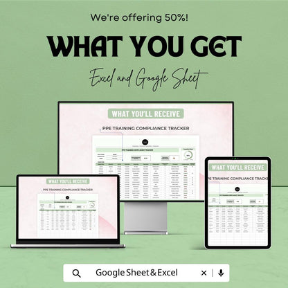 PPE Training Compliance Tracker Template, Safety Training Log, OSHA Compliance Spreadsheet, Employee Training Tracker, Excel & Google Sheets