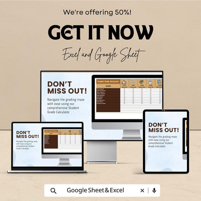 Student Grade Calculator Template | Grade Tracker Spreadsheet | GPA Calculator | Student Score Tracker