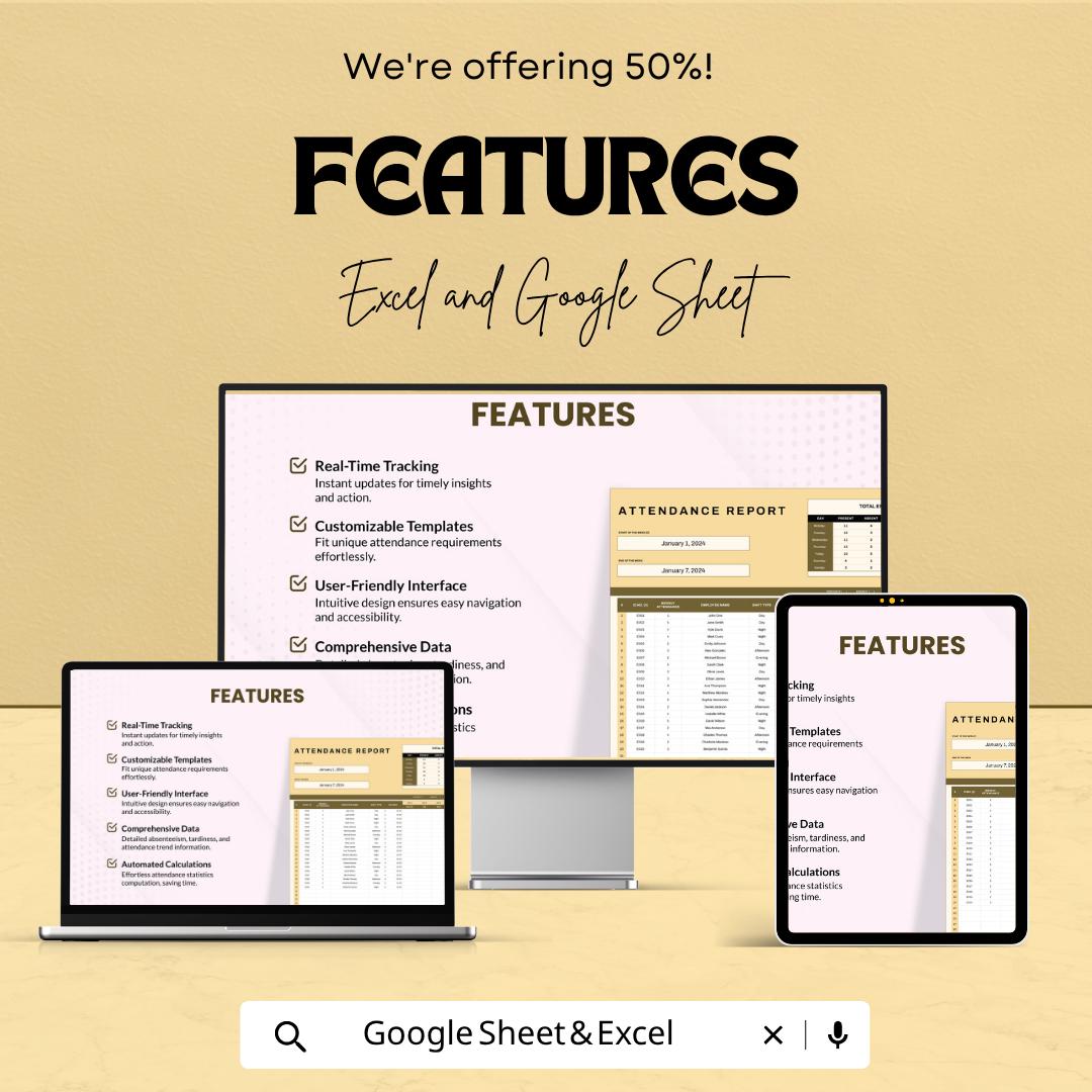 Daily Attendance Report Template | Employee Attendance Tracker | Staff Attendance Sheet | HR Template