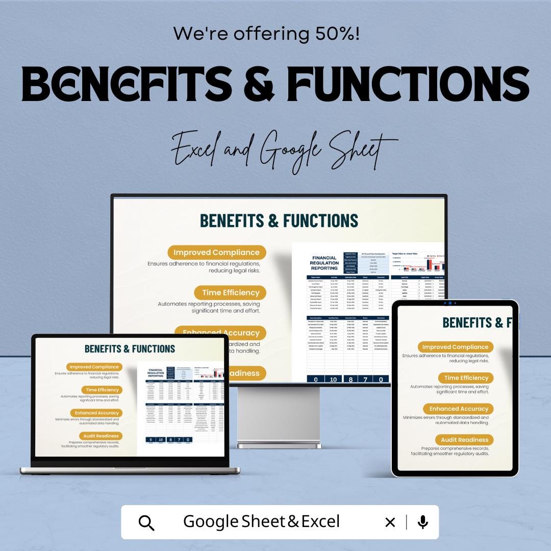Financial Regulation Reporting Template | Regulatory Reporting Sheet | Finance Audit Documentation Tool