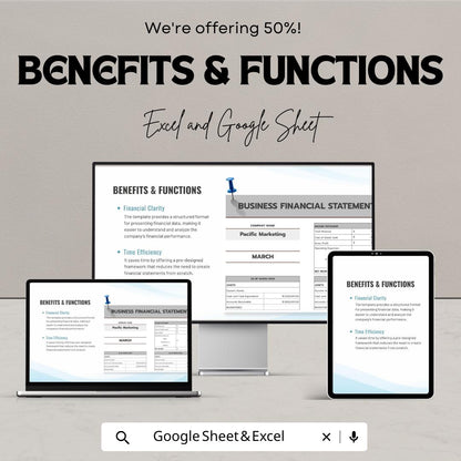 Business Financial Statement Template | Income Statement Balance Sheet Template | Small Business Finance Spreadsheet