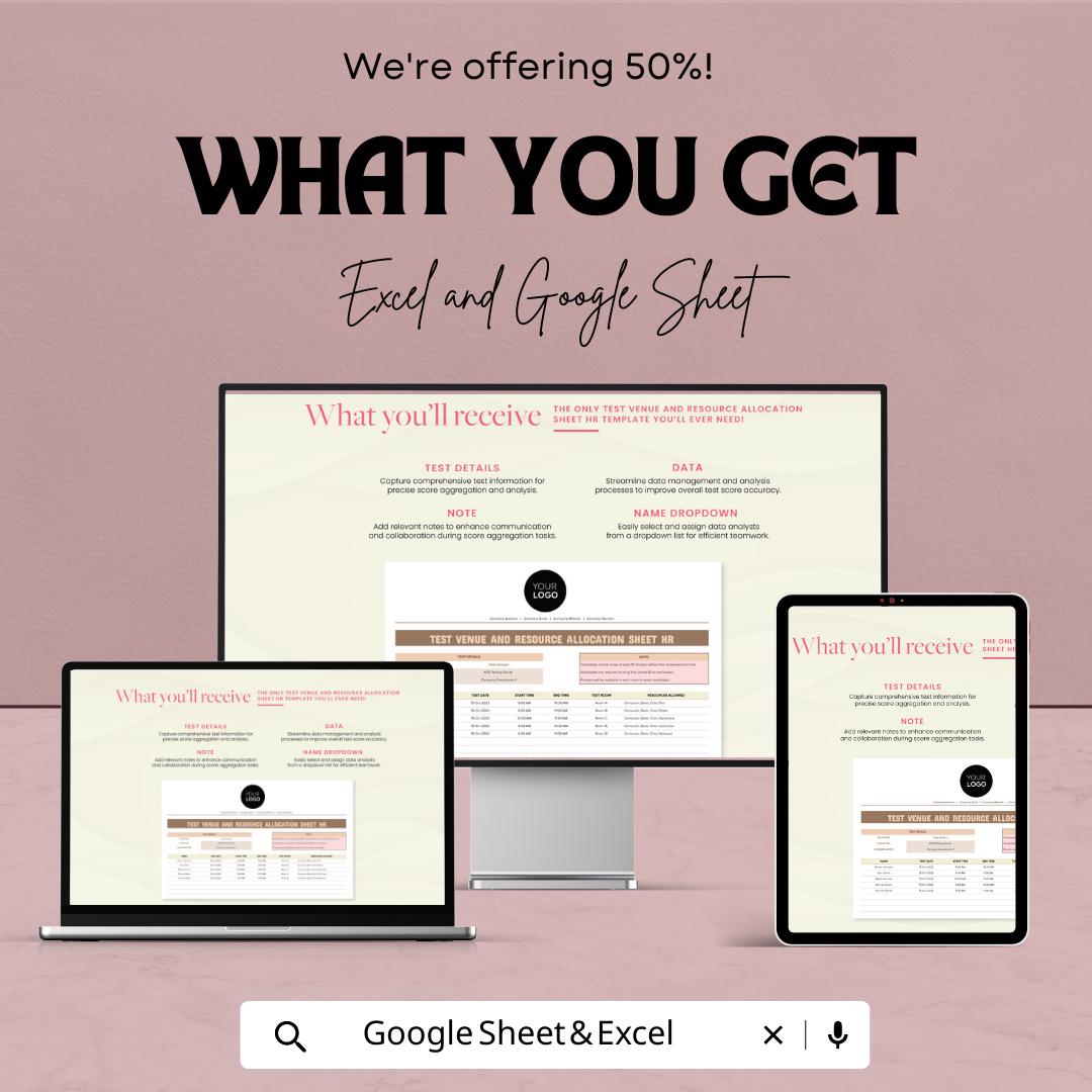 Test Venue and Resource Allocation Sheet | HR Template | Excel & Google Sheets | Exam Planning Tool | Workforce Scheduling Sheet