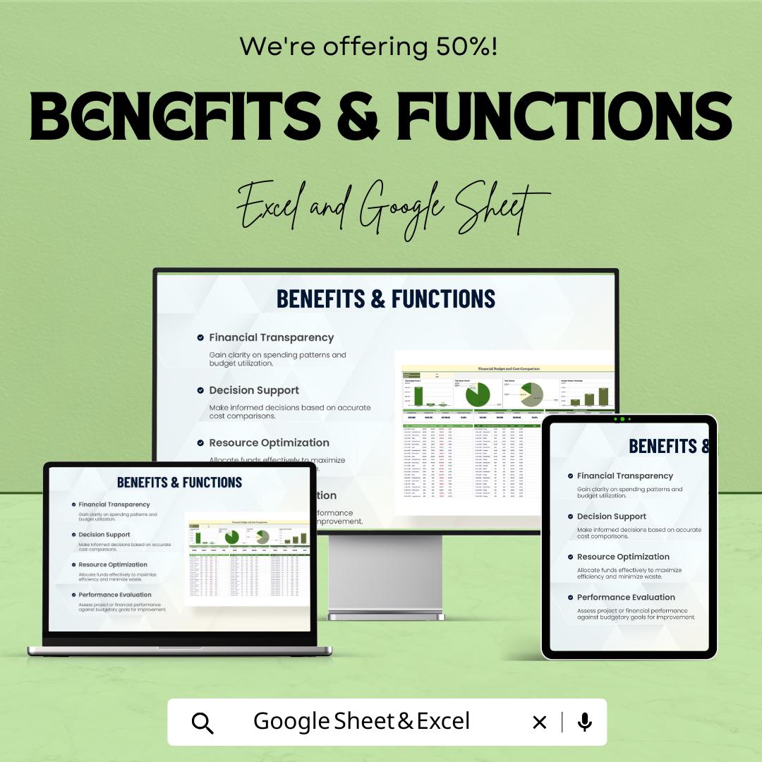 Financial Budget and Cost Comparison Sheet | Income vs Expense Tracker | Excel and Google Sheet Template | Digital Download